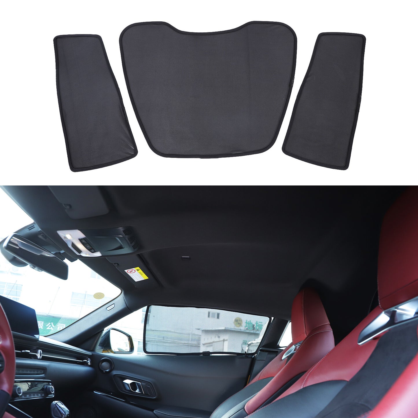 Side and rear window screen mesh sun visors for Supra 2019 - 2022, Black. n