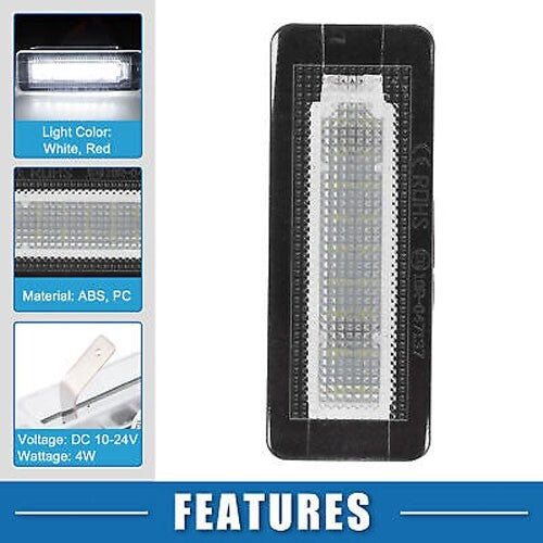 4518200256 4014SMD 2-pack White LED License Plate Lights for Smart Fortwo 2007-2015