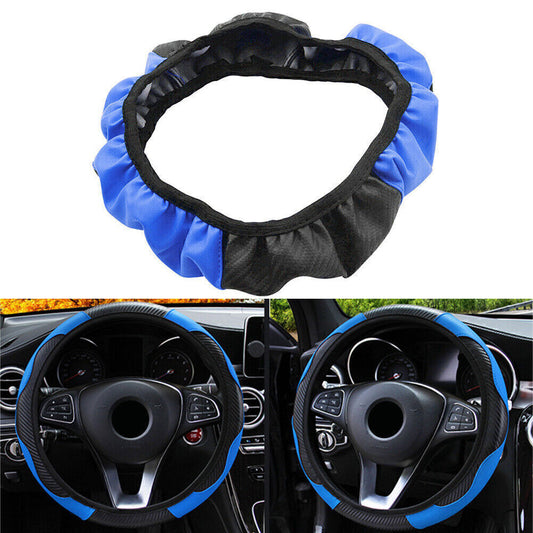 Blue Universal Microfiber Leather Car SUV Steering Wheel Cover 38cm/15inch Q