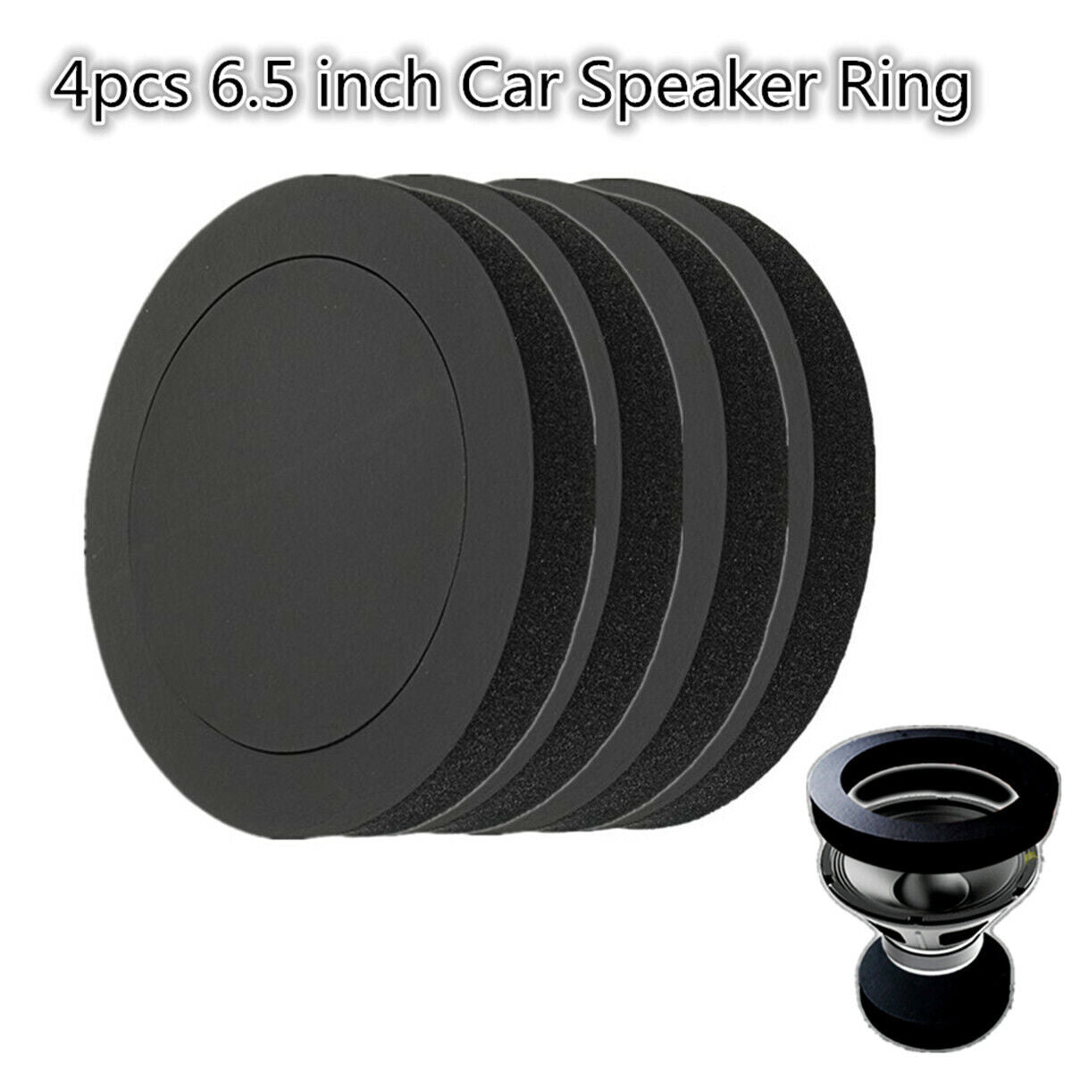 4x 6.5 Car Door Speaker Bass Ring Foam Woofer Pad Noise Sound Wave Accessories
