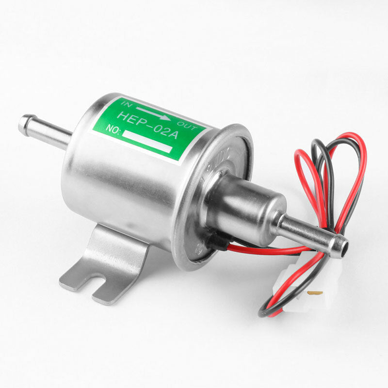 12V 2.5-4 PSI Silver Gas Diesel Inline Low Pressure Electric Fuel Pump HEP02A Q