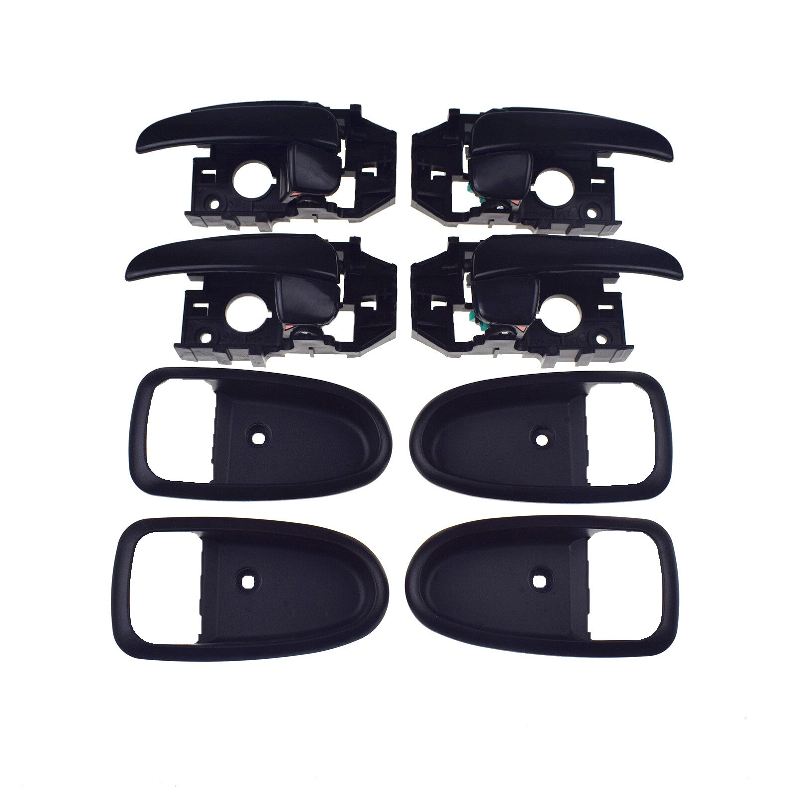 4-Piece Set Interior Door Handle and Bezel Trim Black for for Hyundai for Elantra 2001-2006- v
