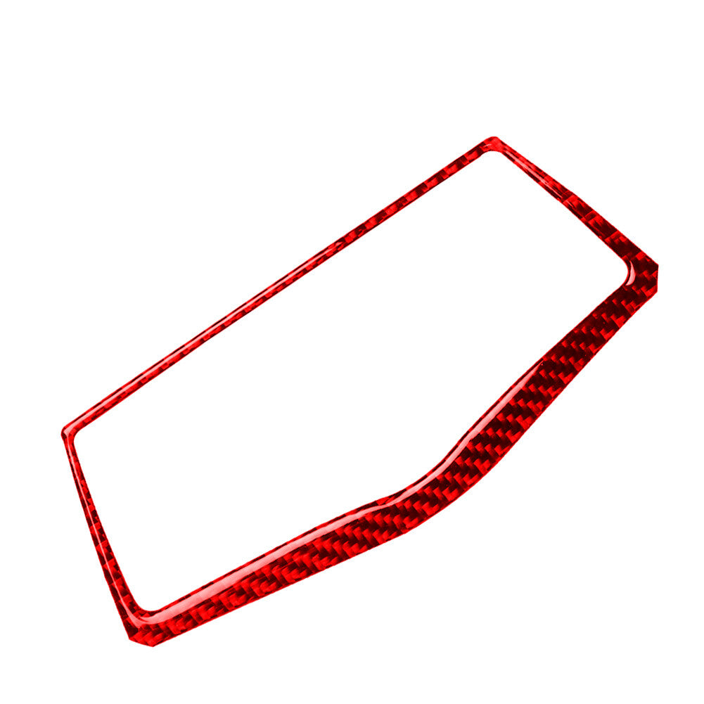 Red Carbon Fiber Multimedia Navigation Button Frame Cover Trim for Nissan 370Z