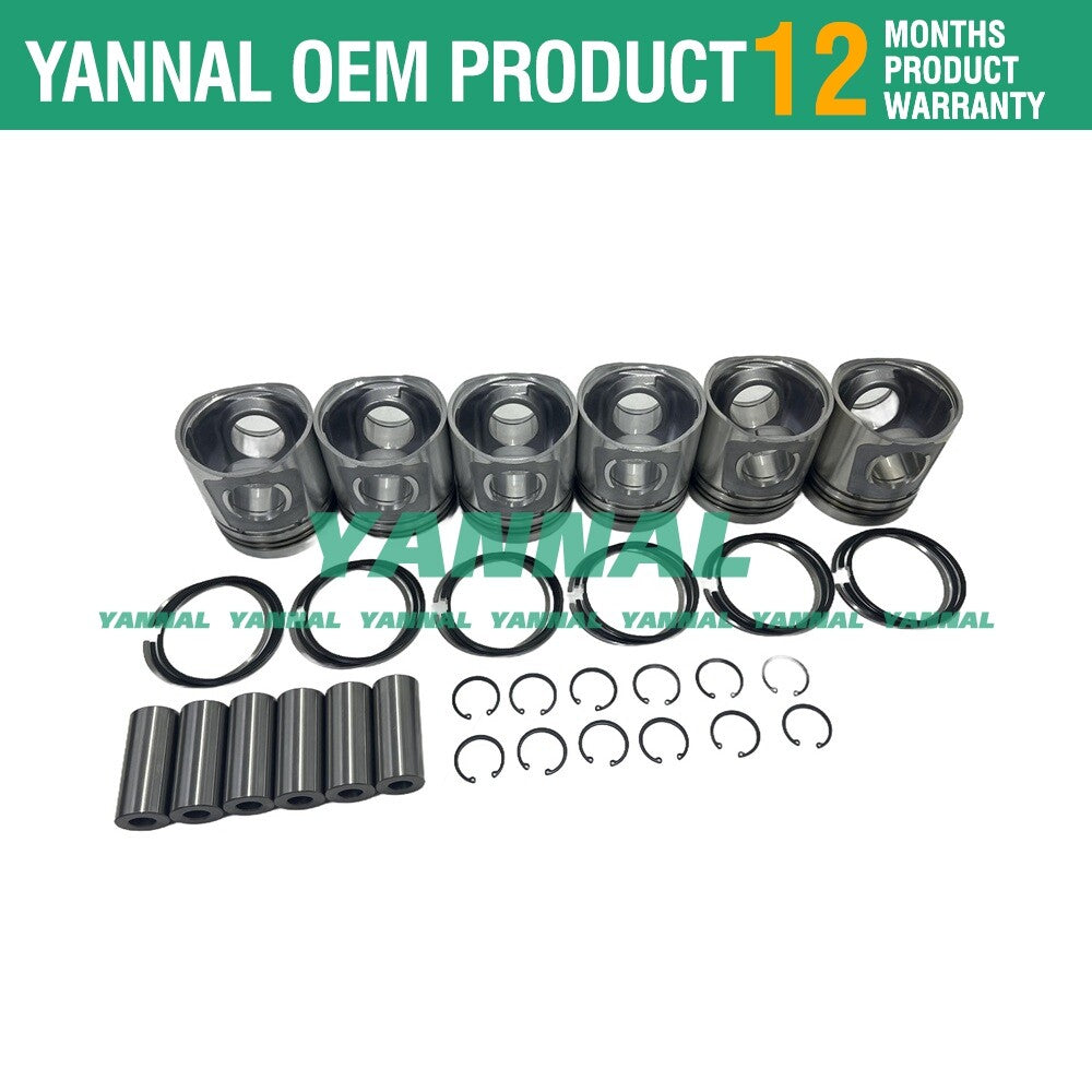 6-Carat Piston Kit with Rings for 8.3L Diesel Tractors, Trucks, and Excavators -