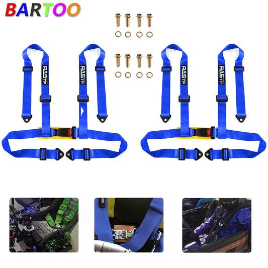2 X Blue 2 4-Point Adjustable Racing Harness Shoulder Straps Q
