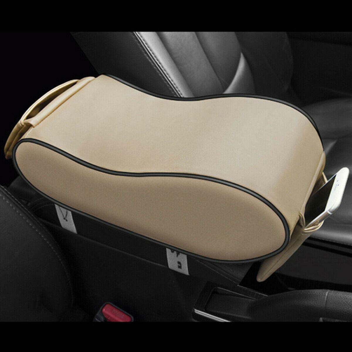 Car beige leather center console box backrest cushion armrest cushion support - n
