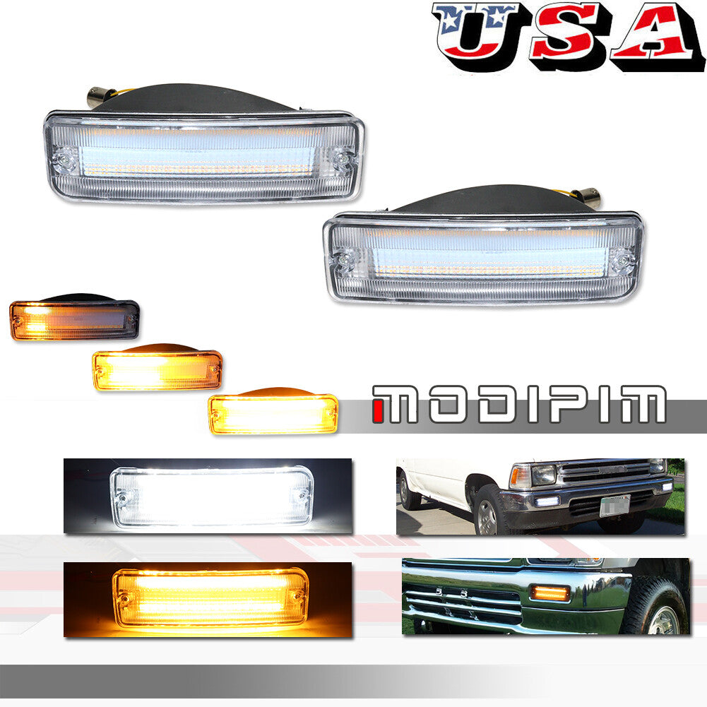 A pair of transparent amber and white LED signal lights suitable for 89-95 pickup 90-91 4Runner- v