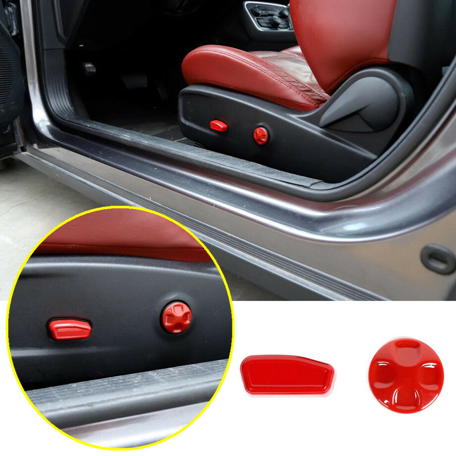 for Dodge for Challenger 2010-2021 ABS Red Electric for Seat Adjust Button Cover Trim 2P v