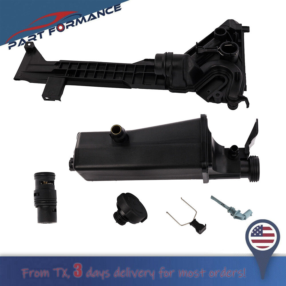 Coolant expansion tank + sensor + mounting plate bracket + thermostat for BMW E46 Q
