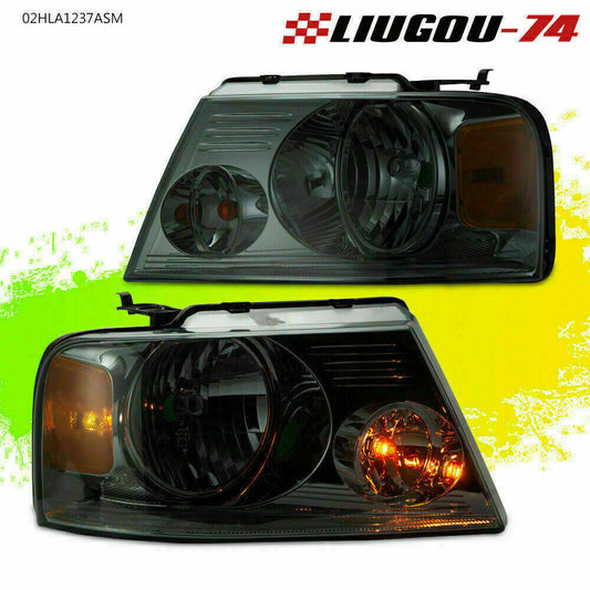 Headlights suitable for 04-08 for Ford F-150 F150 pickup smoke lens amber corner pair new