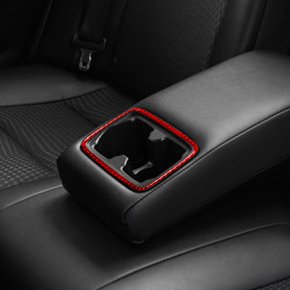 Red Carbon Fiber Interior Rear Watercup Panel Cover Trim for Toyota for Camry 12-14