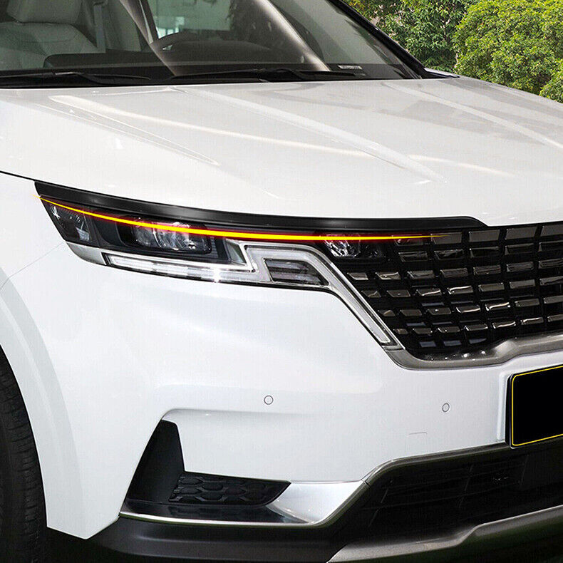 for Kia Carnival 2022-23 Glossy Black ABS Headlight Eyelid Trim Cover Eyebrow 2x