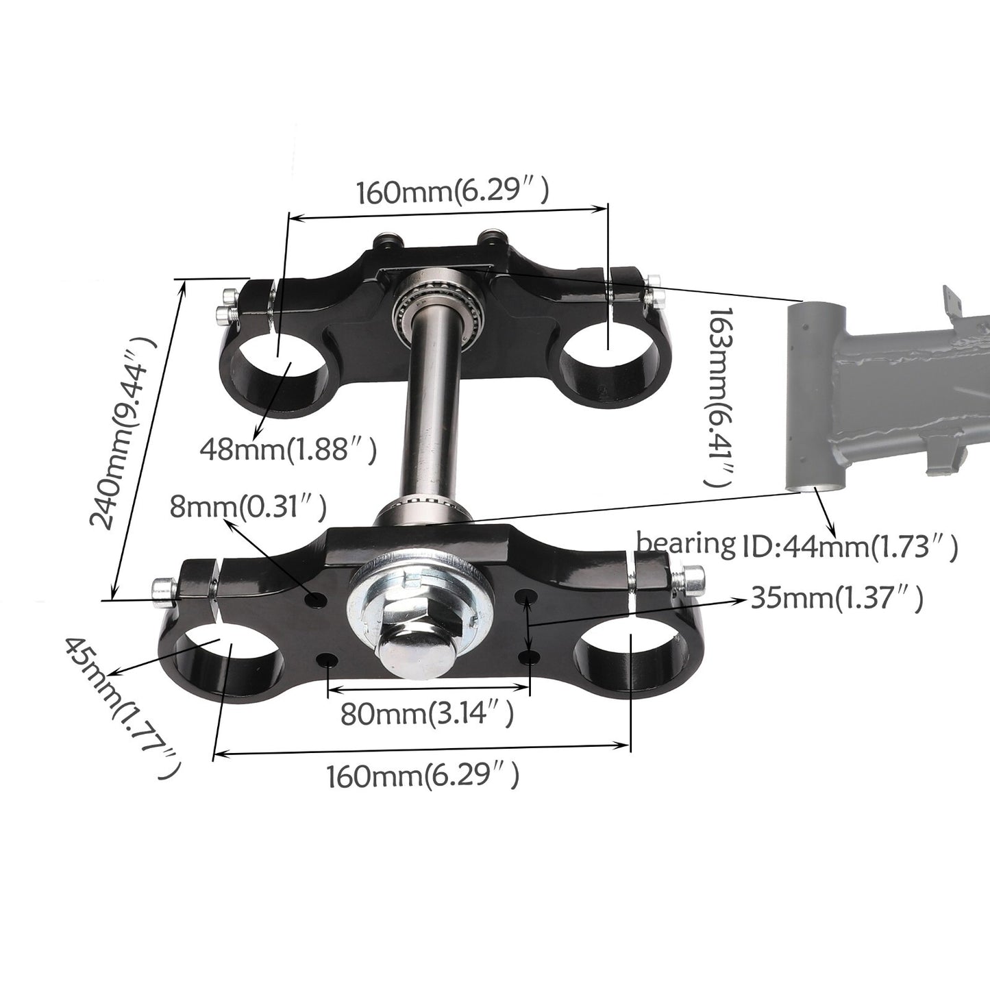 12mm axle, 45/48mm front fork, triple-clamped grooved cross-country bike SSR 70cc 110cc 125cc