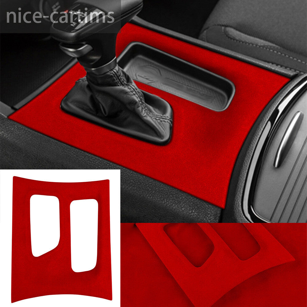 Suede Wine Red Console Gear Shift Box Panel Cover Trim for Dodge Charger 2015-22