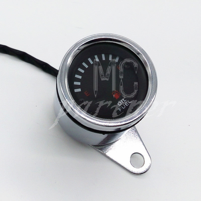 Universal Motorcycle 12V Chrome LED Digital Oil Fuel Lever Gauge waterproof Q