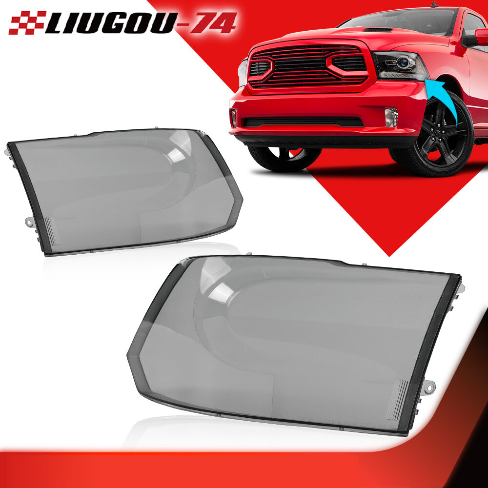 New headlight headlight lens smoked protective cover suitable for 09-18 for Ram 1500 2500 3500 pair - v