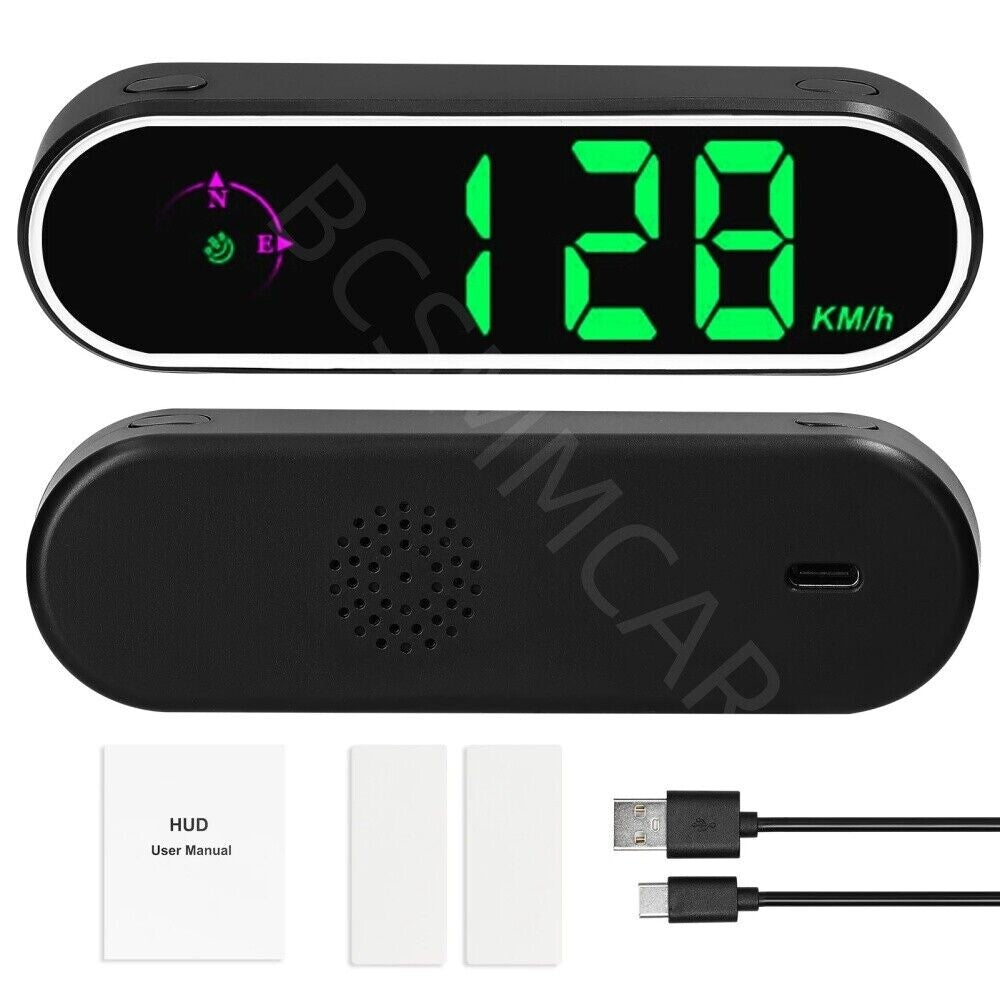 1x Car HUD Real-Time Display GPS Digital Speedometer Overspeed Alarm MPH KMH LED n