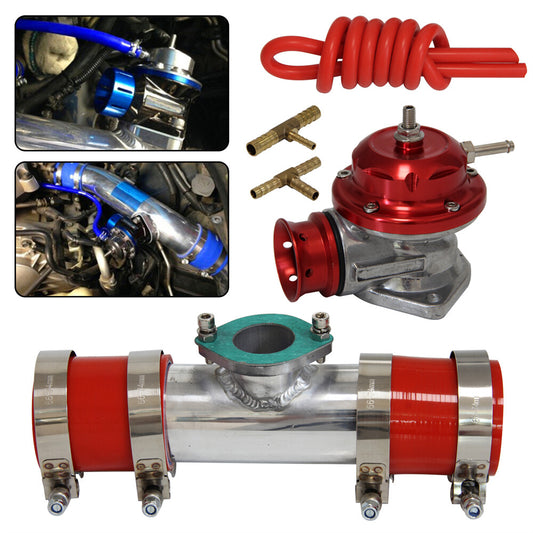 30PSI Blow Off Valve BOV +Type RS 2.36 Flange Pipe Adapter Silicone Hose Kit