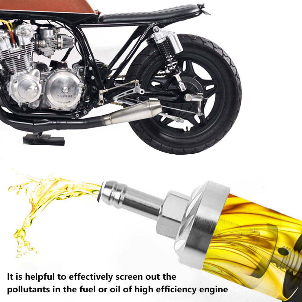 5/16-inch universal glass fuel filter for automotive gasoline and diesel direct discharge, reusable chrome 8mm.