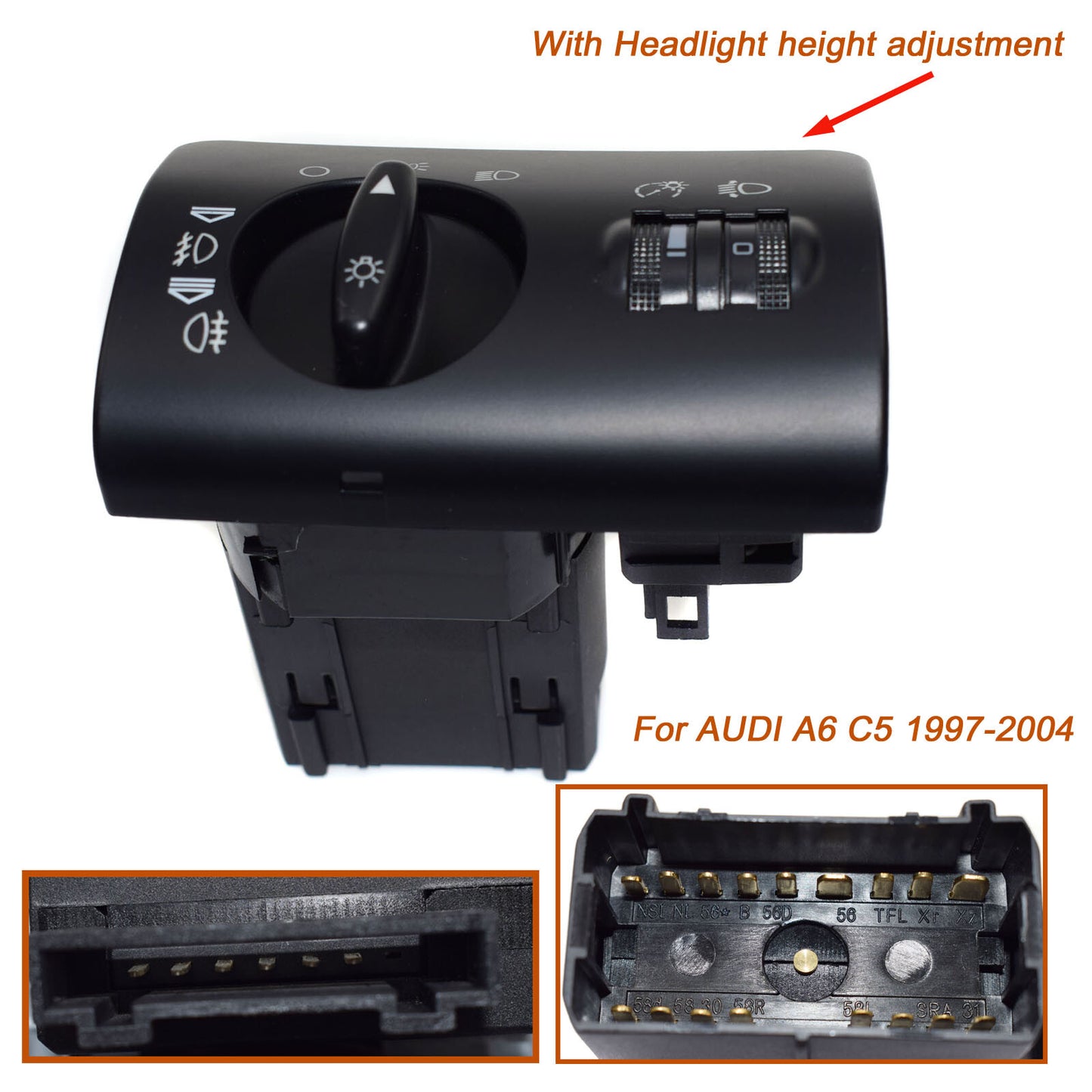 Headlight and fog light switch dial control 4B1941531F is suitable for Audi A6, S6, C5, and Allroad. n