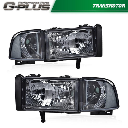 Fit For 1994-2002 for Dodge for Ram 1500 94-02 2500 3500 Headlights Headlamp Pair Chrome