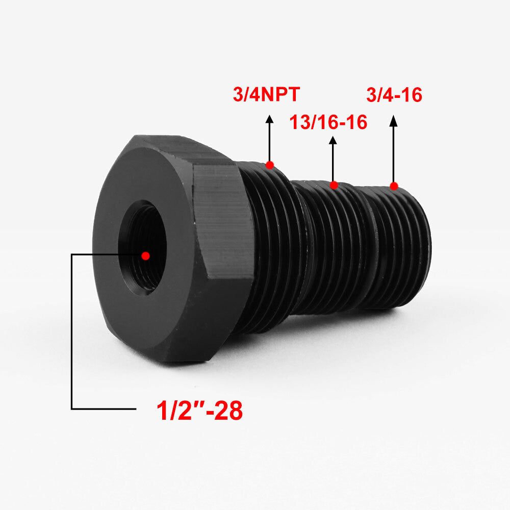 1¡Á 1/2-28 to 3/4-16,13/16-16 3/4NPT Black Oil Filter Automotive Threaded Adapter