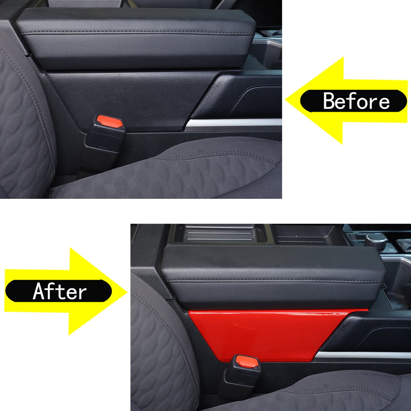 The red armrest box side panel trim is suitable for the Sequoia 2022 - 2023. n
