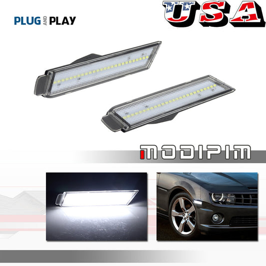 Transparent lens white LED front marker reflector light suitable for 2010-15 Camaro- v
