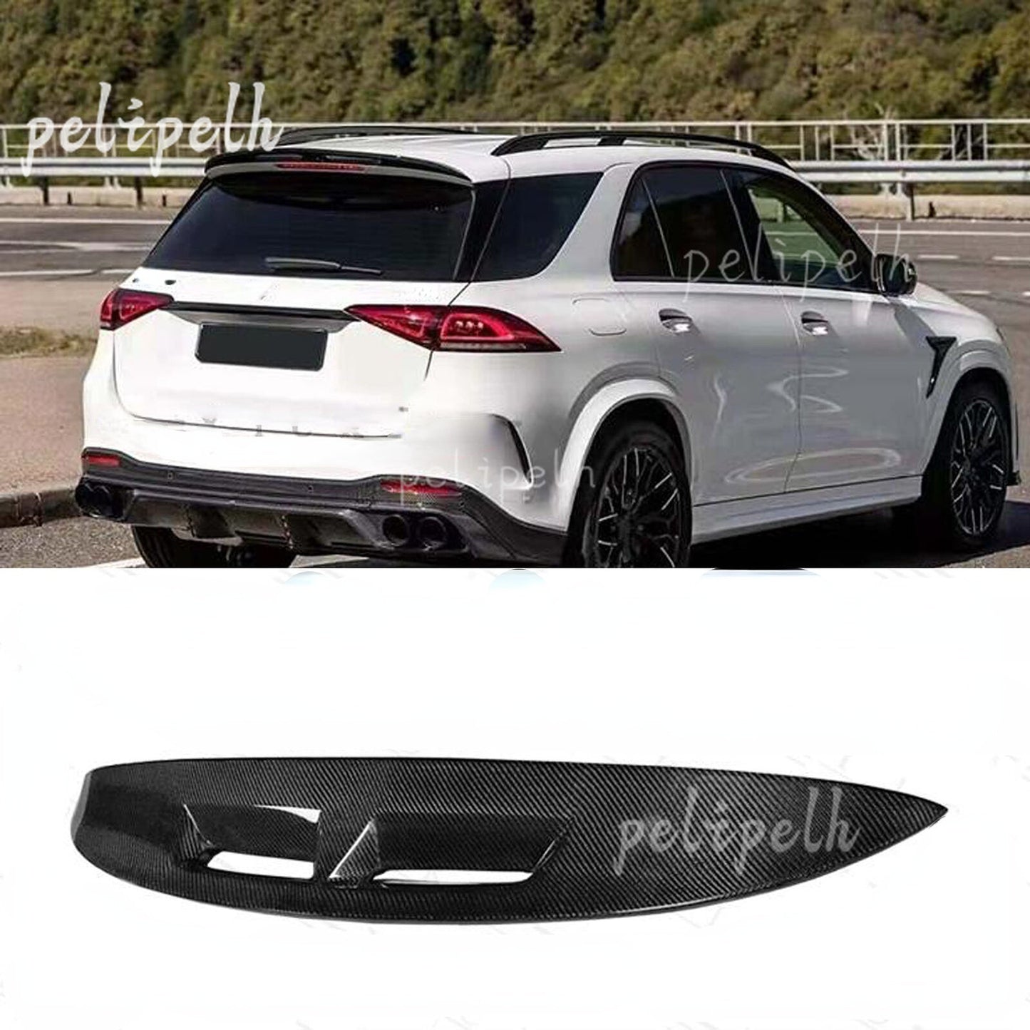 for Mercedes-Benz GLE CLASS W167 GLE Real Carbon Rear Roof Spoiler Top Wing 1PCS Q