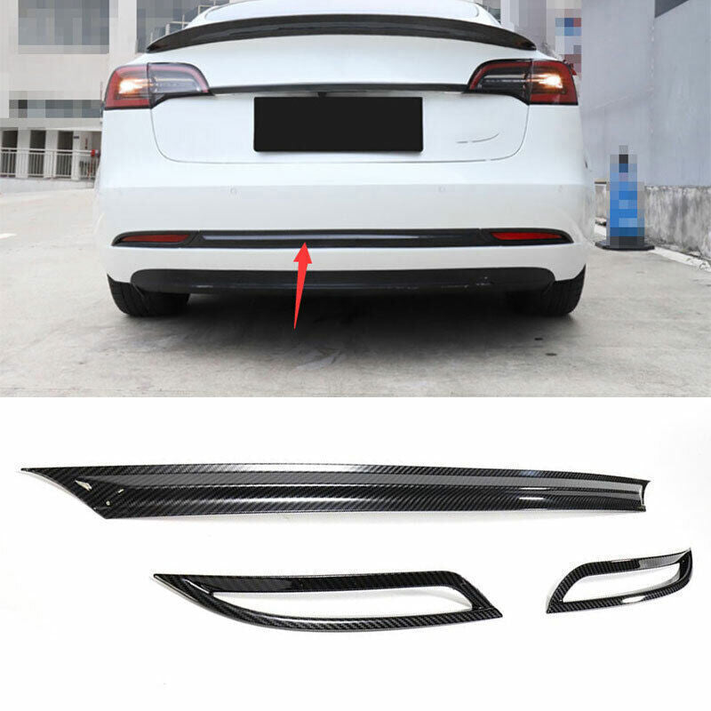 For Model 3 2018-2022 Carbon Fiber Rear Bumper Strip Protector Cover ABS n