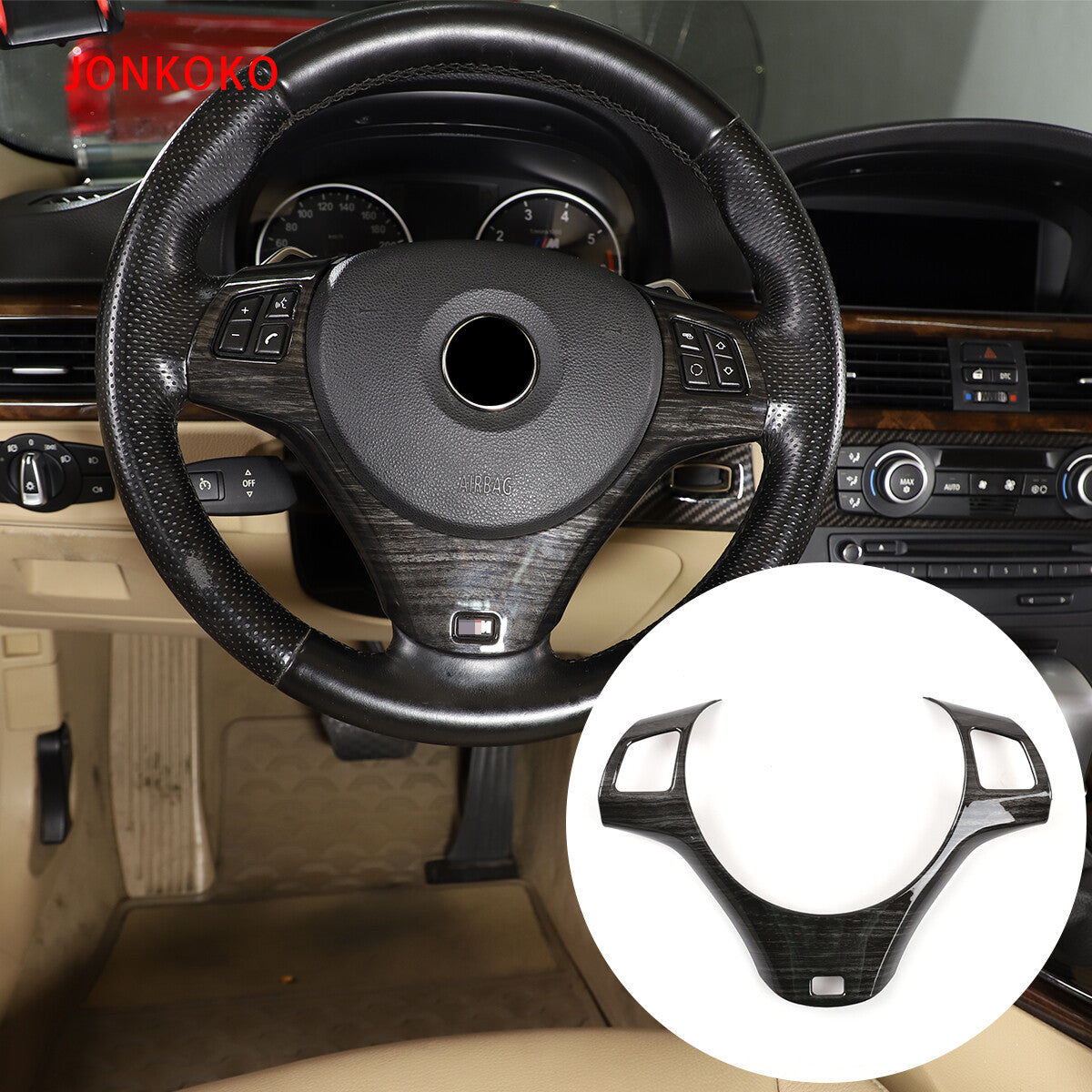 Black wood trim steering wheel suitable for 2005-2012 3 E90 E92 E93- n