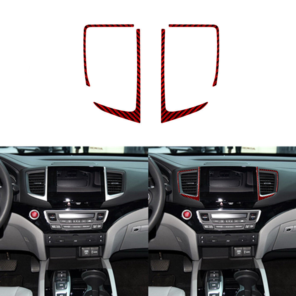 Red Carbon Fiber Center Vent Outer Cover Trim for Honda Ridgeline 2017-20 Type A