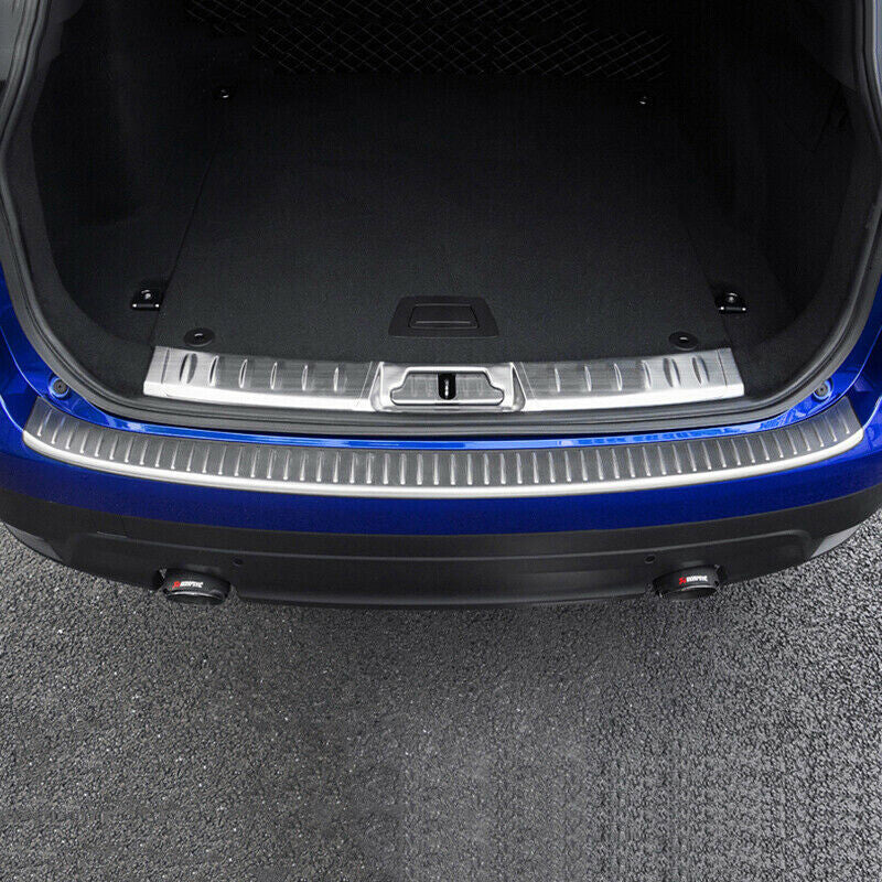 Silver Outer Rear Bumper Guard Sill Plate Cover Trim for Jaguar F-PACE 2016-2020