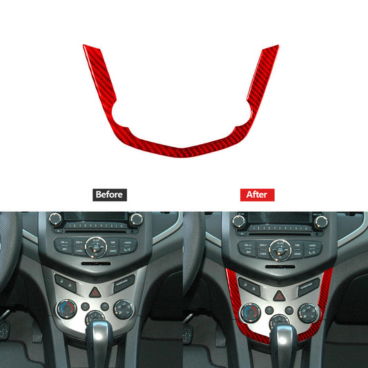Red Carbon Fiber Radio Climate Surround(4WD) Cover For Colorado for Canyon 2005-2012 v