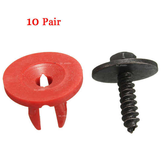 10x Engine Undertray Cover Clips + 10x Buttom Shield Guard Screws for Ford C-Max Q