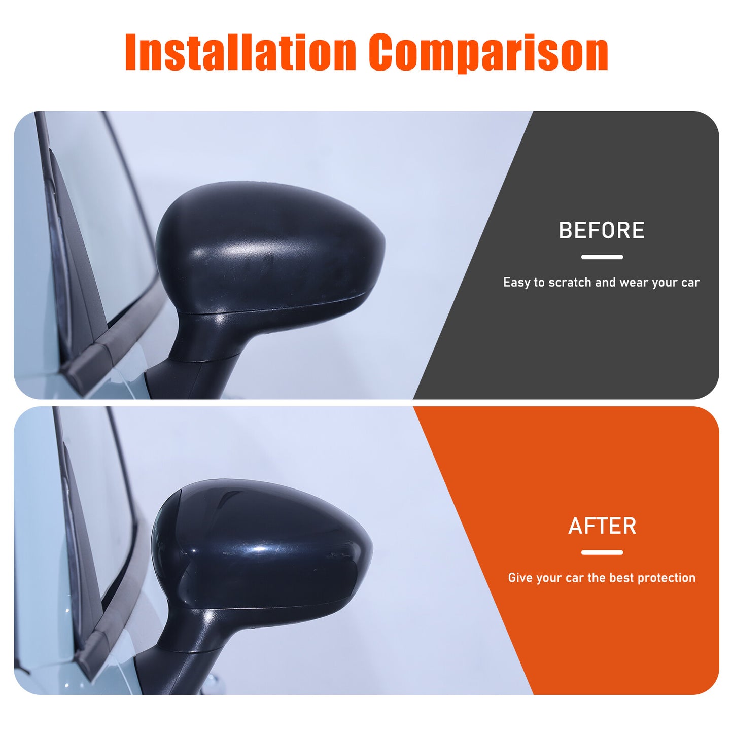 Glossy black rearview mirror cover replacement parts for Fiat 500 2007-22 2023 2PCS- n