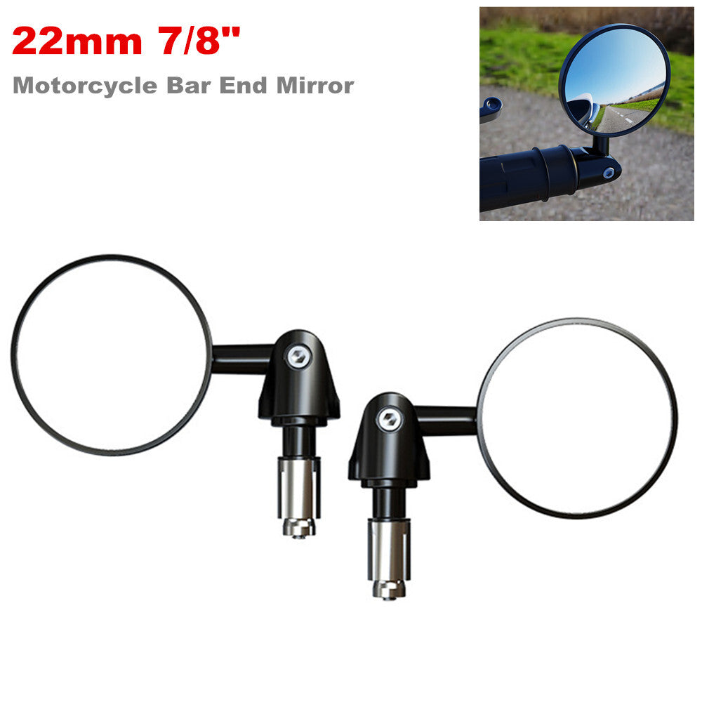 Motorcycle stick end mirror 7/8 inch handlebar stick rearview mirror, adjustable aluminum alloy - n
