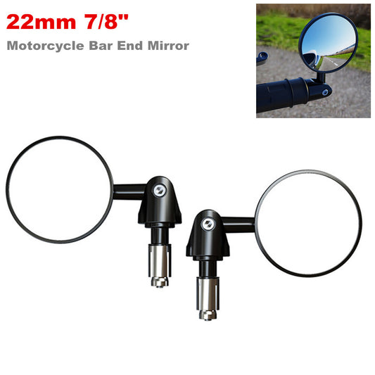 Motorcycle stick end mirror 7/8 inch handlebar stick rearview mirror, adjustable aluminum alloy - n