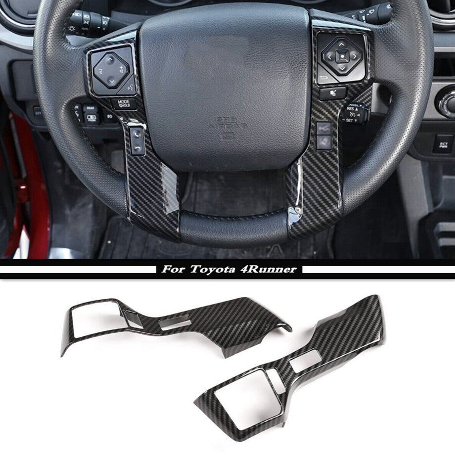 Accessories Carbon Fiber Car Steering Wheel Cover Trim For 4Runner 10-23 v