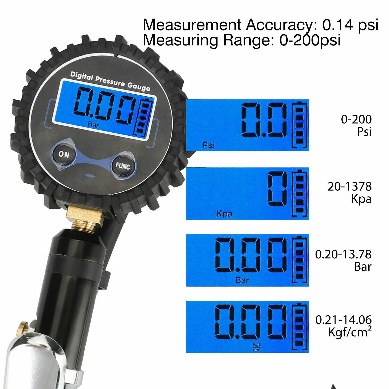 Digital tire inflator, air tire inflator with pressure gauge, Chuck 0-250 PSI