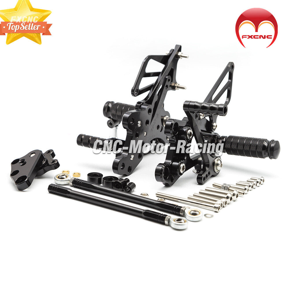 CNC gear footrest and foot spike kit for CBR1000RR 2008-2016 rear footrest repositioning (black)