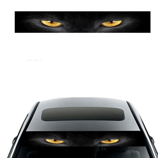 Sun Visor Strip Windshield Banner Vinyl Decal Yellow Eye Leopard Sunshade Decor