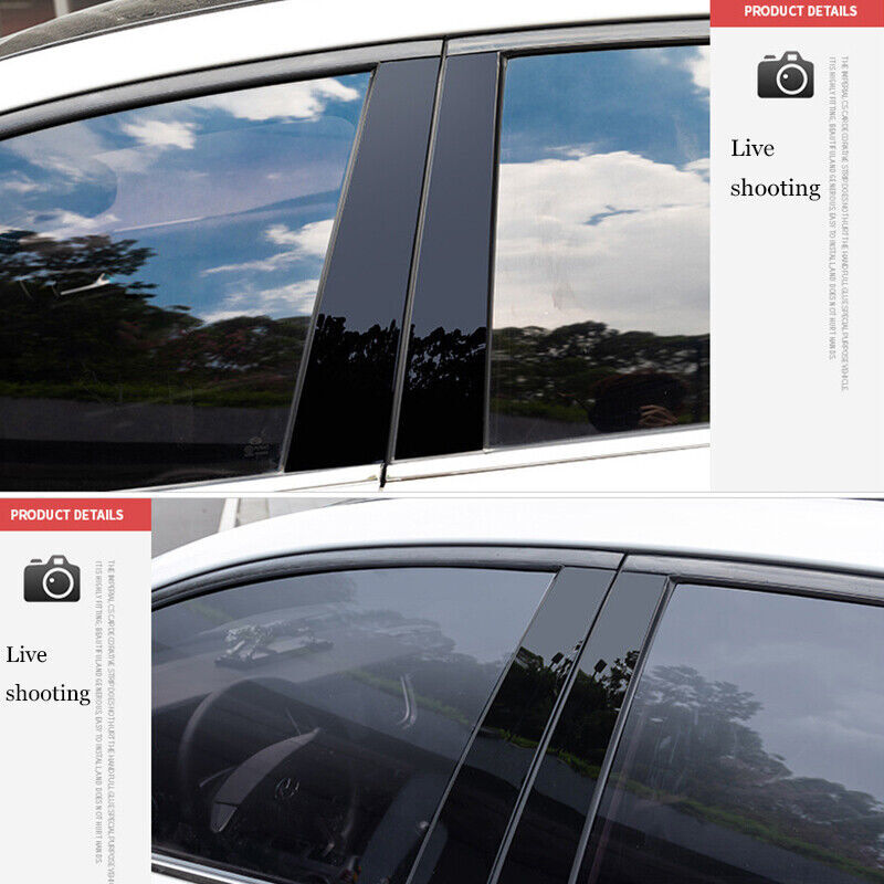 for KIA Seltos 2020-2023 6pc Black Pillar Posts Set Door Trim Piano Cover Kit