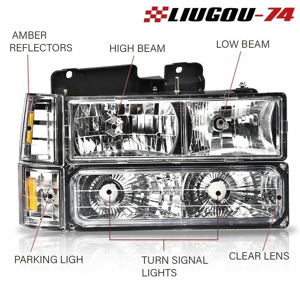 Suitable for 94-98 for GMC C10 C/K for Sierra headlights+bumper corner lights- v