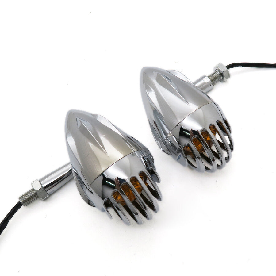 Chrome Motorcycle Bullet Turn Signal Indicator Light for Harley Chopper Custom Q