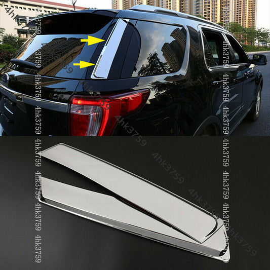 for Ford Explorer 2011-2019 Chrome Rear Trunk Window Triangle Molding Cover Trim