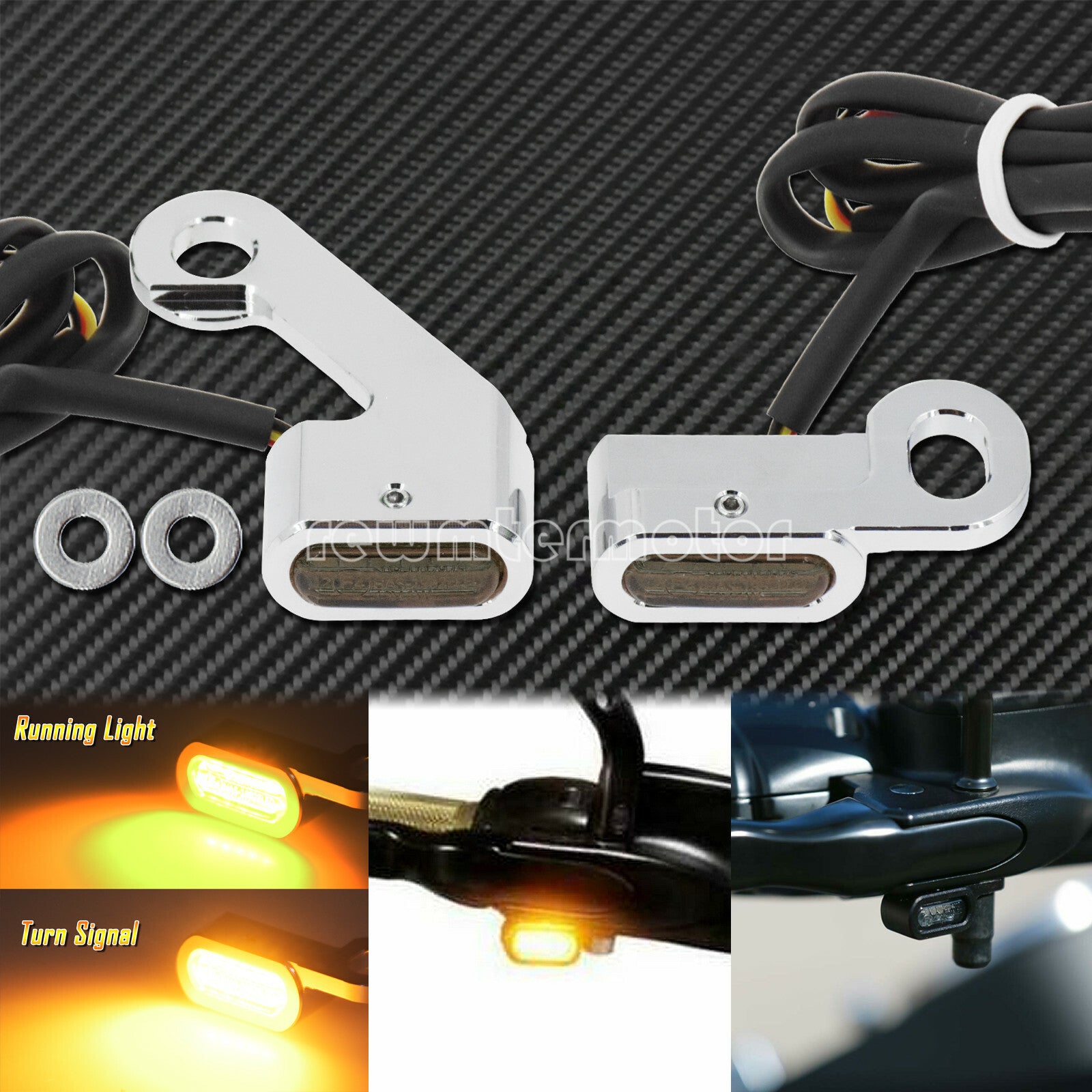 2X Chrome LED Turn Signal Indicator Light Fit For Touring 09-17 Softail 15-20 Q