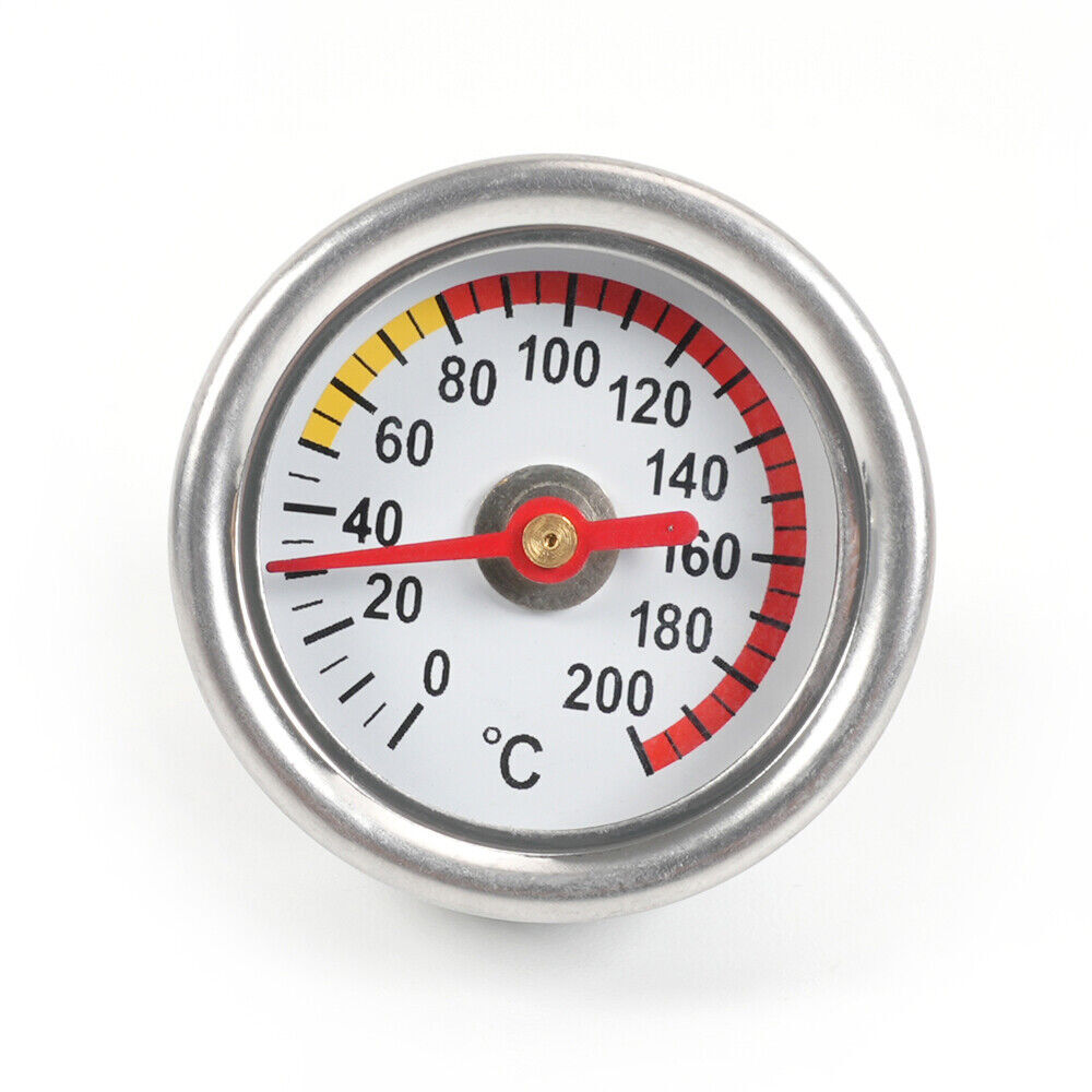 M20x1.5 Oil Temp Temperature Gauge Filler Cap For Motorcycle 0-200Celsius Silver Q