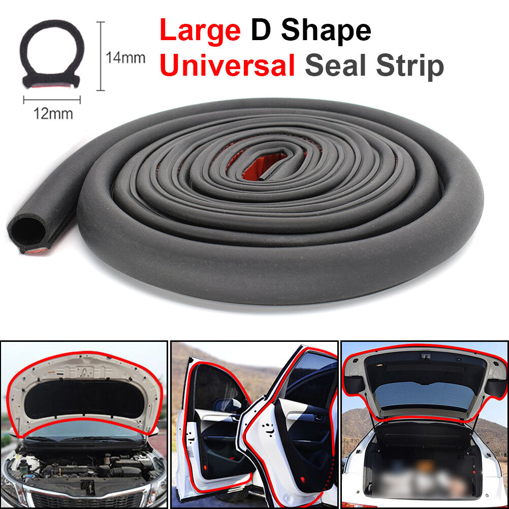 6m Weatherstrip Big D-shape Car Door Hood Trunk Edge Rubber Seal Strip Universal