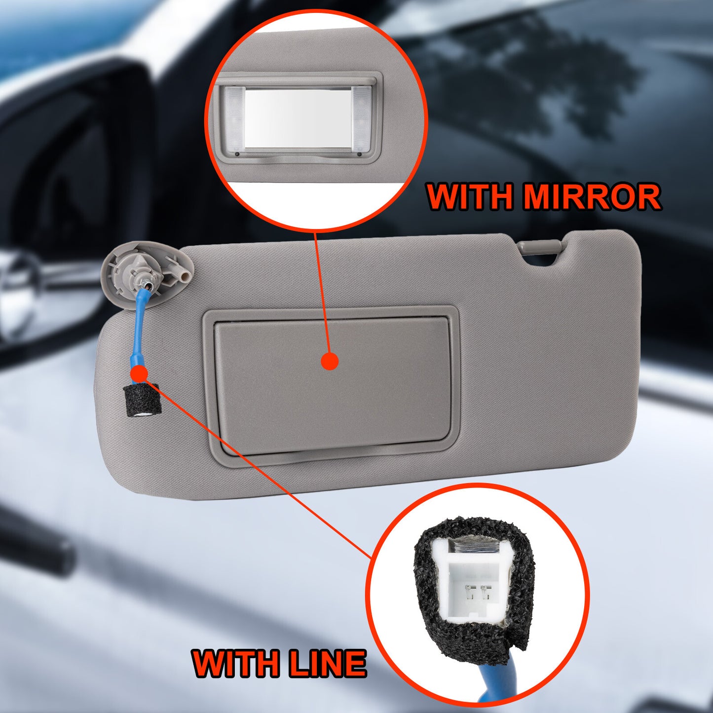 Gray driver's side sun visor with mirrored light suitable for 2017-2022 for Honda CR-V/CR-V n
